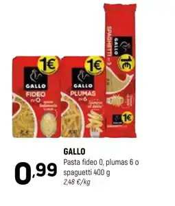 Coviran GALLO Pasta fideo 0, plumas 6 o spaguetti oferta