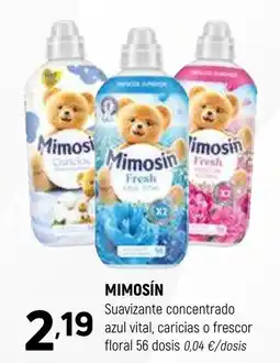 Coviran MIMOSÍN Suavizante concentrado azul vital, caricias o frescor floral 56 dosis oferta