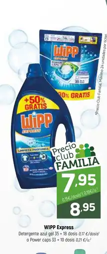 Coviran WIPP Express Detergente azul gel 35 +18 dosis oferta