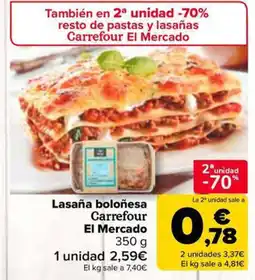 Carrefour Market Lasaña boloñesa Carrefour El Mercado oferta