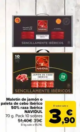 Carrefour Market NAVIDUL Maletín de jamón o paleta de cebo ibérico 50% raza ibérica oferta