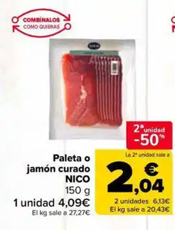 Carrefour Market NICO Paleta o jamón curado oferta