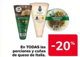 Carrefour Market En todas las porciones y cuñas de queso de italia. oferta