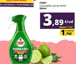 Tu Trébol Hipermercados Fairy - lavavajillas spray limón oferta