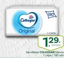 Supermercados Dani COLHOGAR Servilletas blanca 1 capa oferta