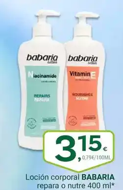 Supermercados Dani BABARIA Loción corporal repara o nutre oferta