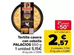 Carrefour Market Palacios - tortilla casera con cebolla oferta