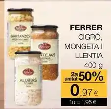 Plusfresc Ferrer - cigro, mongeta i llentia oferta