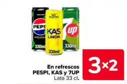 Carrefour Market PESPI, KAS y 7UP En refrescos oferta