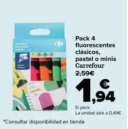 Carrefour Market Pack 4 fluorescentes clásicos, pastel o minis Carrefour oferta