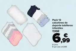 Carrefour Market Pack 12 calcetines de deporte tobilleros infantiles oferta