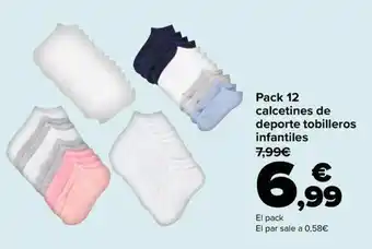 Carrefour Market Pack 12 calcetines de deporte tobilleros infantiles oferta