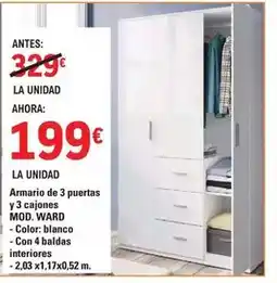 E.Leclerc Ward - armario de 3 puertas y 3 cajones oferta