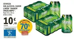 E.Leclerc SHANDY CRUZCAMPO Cerveza sin alcohol sabor limón oferta