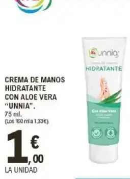 E.Leclerc IFA UNNIA Crema de manos hidratante con aloe vera oferta