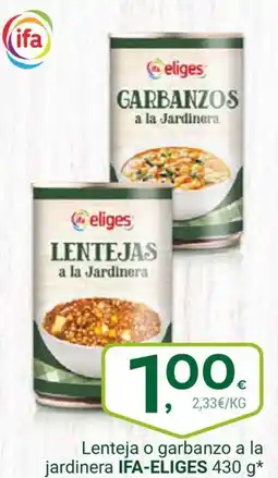 Supermercados Dani IFA-ELIGES Lenteja o garbanzo a la jardinera oferta