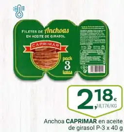 Supermercados Dani CAPRIMAR Anchoa en aceite de girasol oferta