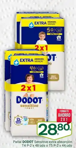 Supermercados Dani DODOT Pañal Sensitive extra absorción T4 P-2 x 48 uds o T5 P-2 x 44 uds oferta