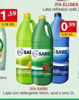 Supermercados Extremadura IFA SABE Lejía con detergente limón, azul o pino oferta