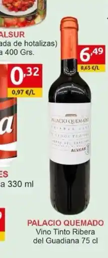 Supermercados Extremadura PALACIO QUEMADO Vino Tinto Ribera del Guadiana oferta