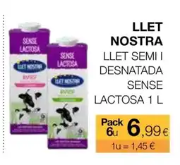 Plusfresc LLET NOSTRA Llet semi i desnatada sense lactosa oferta