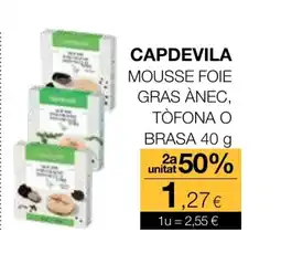 Plusfresc CAPDEVILA Mousse foie gras ànec, tòfona o brasa oferta