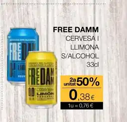 Plusfresc FREE DAMM Cervesa i llimona s/alcohol oferta