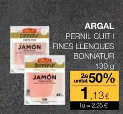 Plusfresc ARGAL Pernil cuit i jamón fines llenques oferta