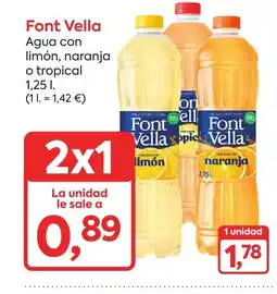 Suma Supermercados FONT VELLA Agua con limón, naranja o tropical oferta