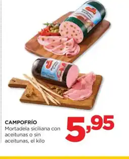 Alimerka CAMPOFRÍO Mortadela siciliana con aceitunas o sin aceitunas oferta