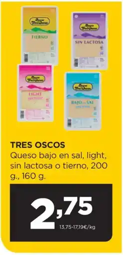 Alimerka TRES OSCOS Queso bajo en sal, light sin lactosa o tierno oferta