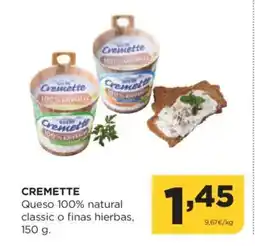 Alimerka CREMETTE Queso 100% natural classic o finas hierbas oferta