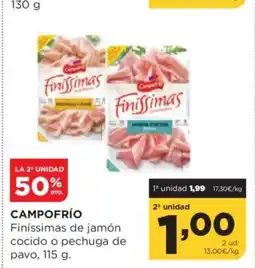 Alimerka CAMPOFRÍO Finíssimas de jamón cocido o pechuga de pavo oferta