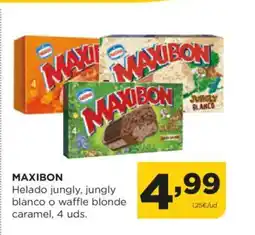 Alimerka MAXIBON Helado jungly, jungly blanco o waffle blonde caramel, 4 uds. oferta