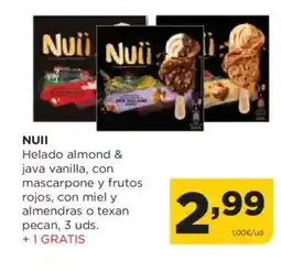 Alimerka NUII Helado almond & java vanilla, con mascarpone y frutos rojos, con miel y almendras o texan oferta