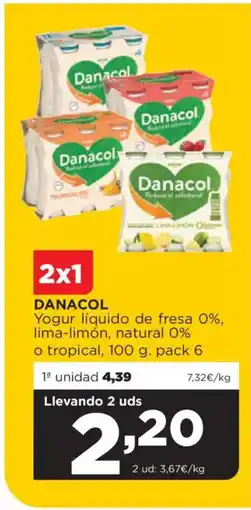Alimerka DANACOL Yogur líquido de fresa 0%, lima-limón, natural 0% o tropical oferta