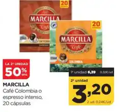 Alimerka MARCILLA Café Colombia o espresso intenso, 20 cápsulas oferta