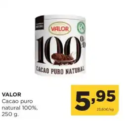 Alimerka VALOR Cacao puro natural 100% oferta