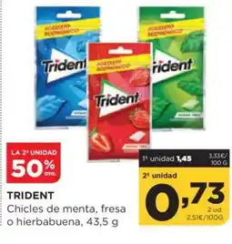 Alimerka TRIDENT Chicles de menta, fresa o hierbabuena oferta