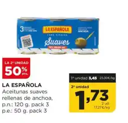 Alimerka LA ESPAÑOLA Aceitunas suaves rellenas de anchoa oferta