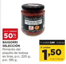 Alimerka BAIGORRI SELECCIÓN Pimiento del piquillo de lodosa en tiras oferta