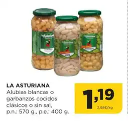 Alimerka LA ASTURIANA Alubias blancas o garbanzos cocidos clásicos o sin sal oferta
