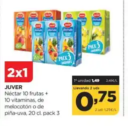 Alimerka JUVER Néctar 10 frutas + 10 vitaminas, de melocotón o de piña-uva oferta