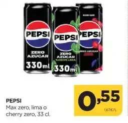 Alimerka PEPSI Max zero, lima o cherry zero oferta