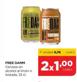 Alimerka FREE DAMM Cerveza sin alcohol al limón o tostada oferta