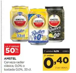 Alimerka AMSTEL Cerveza radler clásica, 0,0% o tostada 0,0% oferta