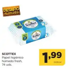 Alimerka SCOTTEX Papel higiénico húmedo fresh, 74 uds. oferta