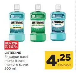 Alimerka LISTERINE Enjuague bucal menta fresca, mentol o suave oferta