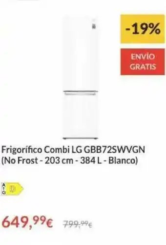 Worten Frigorifico Combi Lg Gbb72swvgn oferta