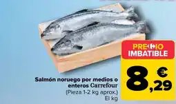 Carrefour Salmón noruego por medios o enteros Carrefour oferta
